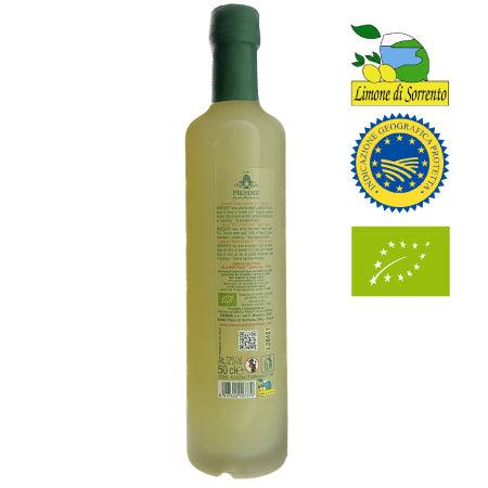 Limoncello de Sorrente I.G.P et bio 50cl ingrédients, limoncello italien bio, limoncello bio, véritable limoncello italien bio
